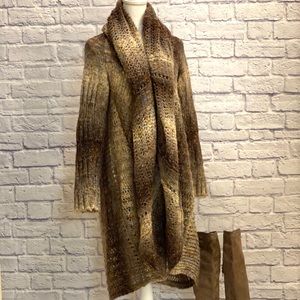 Brown mohair multi color long cardigan Size OS